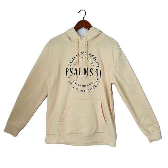 Unbranded Tops - Hoodie Sweatshirt Unisex Medium Beige Christian Pullover Fleece Comfy Casual